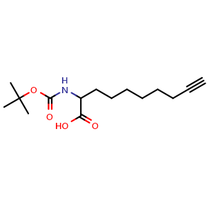Chemical structure of N-Boc-2-amino-9-decynoic acid , CAS 2351902-82-2, AChemBlock V152057