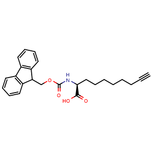 Chemical structure of Fmoc-(S)-2-aminodec-9-ynoic acid , CAS 2350160-50-6, AChemBlock V152061