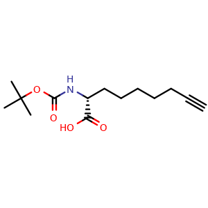 Chemical structure of Boc-(R)-2-aminonon-8-ynoic acid , CAS 2350006-93-6, AChemBlock V152063