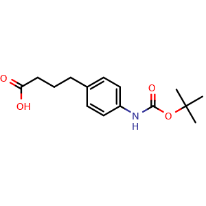 Chemical structure of 4-(Boc-4-aminophenyl)butanoic acid , CAS 105300-90-1, AChemBlock V152072