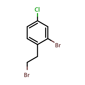 Chemical structure of 2-Bromo-1-(2-bromoethyl)-4-chlorobenzene , CAS 52927-98-7, AChemBlock V152074