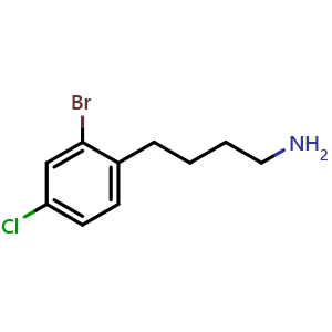 Chemical structure of 2-Bromo-4-chloro-benzenebutanamine , CAS 1499538-34-9, AChemBlock V152078