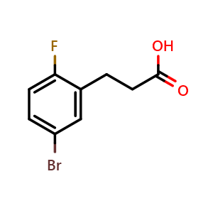Chemical structure of 3-(5-Bromo-2-fluorophenyl)propanoic acid , CAS 881189-58-8, AChemBlock V152080