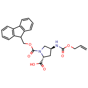 Chemical structure of (4S)-1-Fmoc-4-(allyloxycarbonylamino)-D-proline , CAS 549534-58-9, AChemBlock V152084