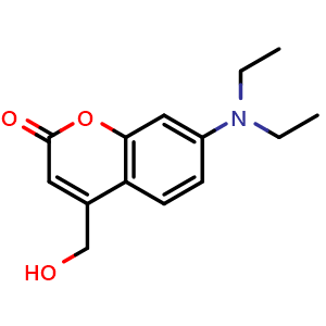 Chemical structure of 7-(Diethylamino)-4-(hydroxymethyl)coumarin , CAS 54711-38-5, AChemBlock V152091