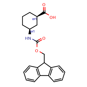 Chemical structure of cis-3-(Fmoc-amino)cyclohexanecarboxylic acid , CAS 917099-03-7, AChemBlock V152099