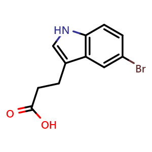 Chemical structure of 3-(5-Bromo-3-indolyl)propanoic acid , CAS 54904-23-3, AChemBlock V152115