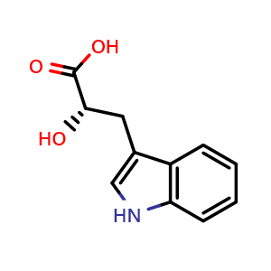 Chemical structure of (S)-2-Hydroxy-3-(1H-indol-3-yl)propanoic acid , CAS 7417-65-4, AChemBlock V152129