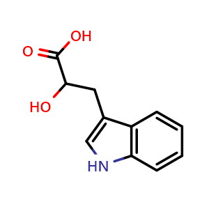 Chemical structure of 2-Hydroxy-3-(1H-indol-3-yl)propanoic acid , CAS 1821-52-9, AChemBlock V152130