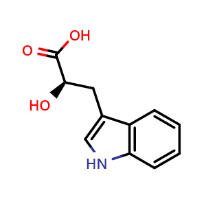 Chemical structure of (R)-2-Hydroxy-3-(1H-indol-3-yl)propanoic acid , CAS 101312-07-6, AChemBlock V152131