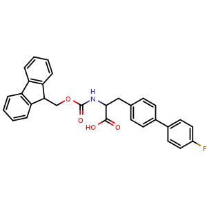 Chemical structure of Fmoc-4-(4-fluorophenyl)-DL-phenylalanine , CAS 1379864-03-5, AChemBlock V152141