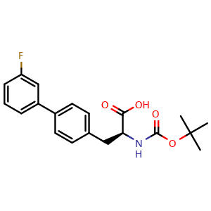 Chemical structure of Boc-4-(3-fluorophenyl)-L-phenylalanine , CAS 1282042-77-6, AChemBlock V152143