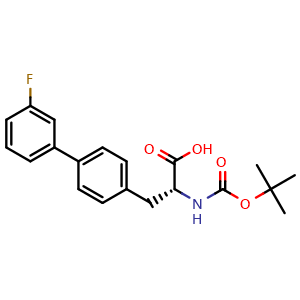 Chemical structure of Boc-4-(3-fluorophenyl)-D-phenylalanine , CAS 1394050-33-9, AChemBlock V152144