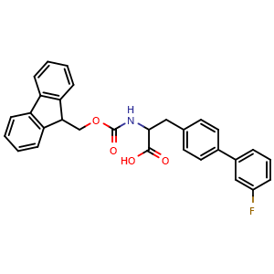 Chemical structure of Fmoc-4-(3-fluorophenyl)-DL-phenylalanine , CAS 1379886-17-5, AChemBlock V152147