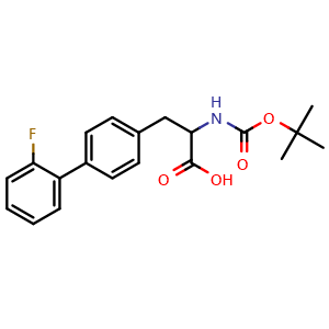 Chemical structure of Boc-4-(2-fluorophenyl)-DL-phenylalanine , CAS 1259982-24-5, AChemBlock V152149
