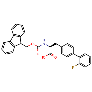 Chemical structure of Fmoc-4-(2-fluorophenyl)-L-phenylalanine , CAS 352525-27-0, AChemBlock V152152