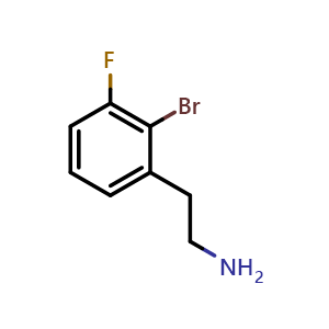 Chemical structure of 2-Bromo-3-fluoro-benzeneethanamine , CAS 1355060-37-5, AChemBlock V152164