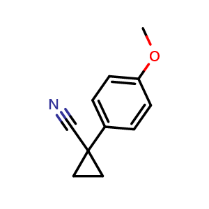 Chemical structure of 1-(4-Methoxyphenyl)cyclopropanecarbonitrile , CAS 16728-00-0, AChemBlock V152168
