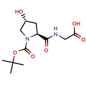 Chemical structure of (Boc-trans-4-hydroxy-L-prolyl)-glycine , CAS 102672-51-5, AChemBlock V152173
