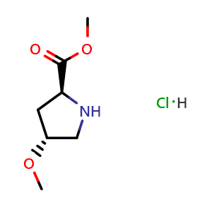Chemical structure of (4R)-4-Methoxy-L-proline methyl ester hydrochloride , CAS 76391-36-1, AChemBlock V152184