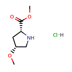 Chemical structure of (4R)-4-Methoxy-D-proline methyl ester hydrochloride , CAS 1628605-28-6, AChemBlock V152186