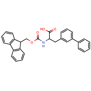 Chemical structure of N-Fmoc-3-phenyl-DL-phenylalanine , CAS 2351985-45-8, AChemBlock V152206