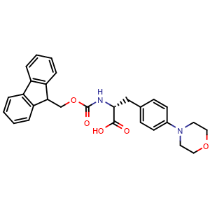 Chemical structure of N-Fmoc-4-(4-morpholinyl)-D-phenylalanine , CAS 2349525-74-0, AChemBlock V152270