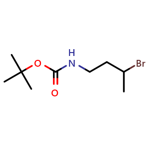 Chemical structure of 1-(Boc-amino)-3-bromobutane , CAS 1504338-47-9, AChemBlock V152271