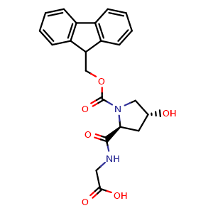 Chemical structure of N-[Fmoc-(4R)-4-hydroxy-L-prolyl]-glycine , CAS 2172280-31-6, AChemBlock V152292