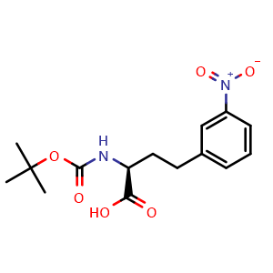 Chemical structure of N-Boc-3-nitro-L-homophenylalanine , CAS 2349414-70-4, AChemBlock V152300