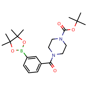 Chemical structure of 1-Boc-4-[3-(4,4,5,5-tetramethyl-[1,3,2]dioxaborolan-2-yl)-benzoyl]piperazine , CAS 883738-41-8, AChemBlock V152308
