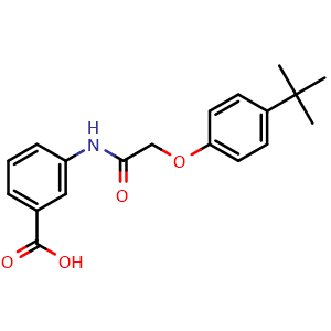 Chemical structure of 3-[2-(4-tert-Butylphenoxy)acetamido]benzoic acid , CAS 405921-06-4, AChemBlock V152326