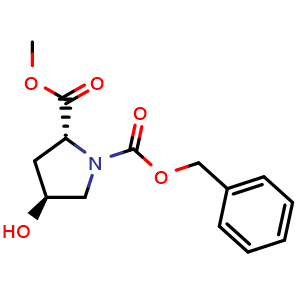 Chemical structure of (4S)-1-Cbz-4-hydroxy-D-proline methyl ester , CAS 79433-95-7, AChemBlock V152329