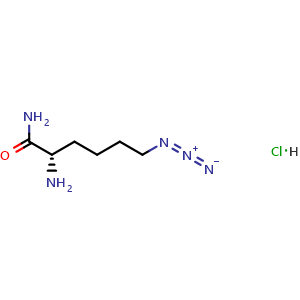 Chemical structure of 6-Azido-L-norleucine amide hydrochloride , CAS 1314028-09-5, AChemBlock V152332