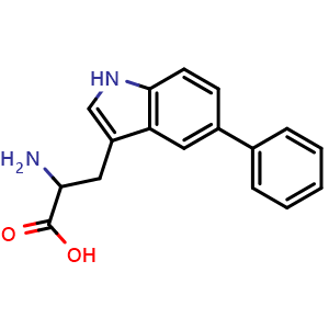 Chemical structure of 5-Phenyl-DL-tryptophan , CAS 1989669-07-9, AChemBlock V152342