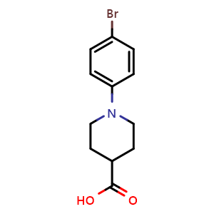 Chemical structure of 1-(4-Bromophenyl)piperidine-4-carboxylic acid , CAS 1415794-23-8, AChemBlock V152367