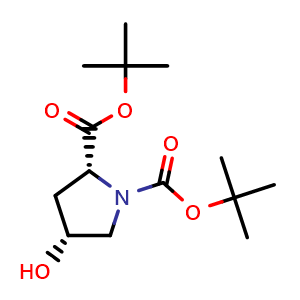 Chemical structure of (4R)-4-Hydroxy-1-Boc-D-proline t-butyl ester , CAS 2580099-55-2, AChemBlock V152368
