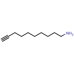 Chemical structure of 9-Decyn-1-amine , CAS 1027371-95-4, AChemBlock V152381