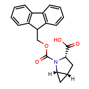 Chemical structure of N-Fmoc-(1S,3S,5S)-2-azabicyclo[3.1.0]hexane-3-carboxylic acid , CAS 1932109-93-7, AChemBlock V152391