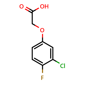 Chemical structure of 2-(3-Chloro-4-fluorophenoxy)acetic acid , CAS 331-40-8, AChemBlock V152402