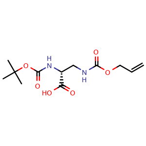 Chemical structure of 3-(Allyloxycarbonylamino)-N-Boc-D-alanine , CAS 179251-60-6, AChemBlock V152416
