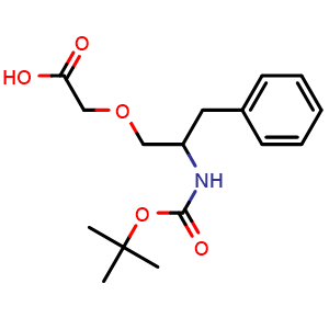 Chemical structure of 2-[2-(Boc-amino)-3-phenylpropoxy]acetic acid , CAS 1824251-38-8, AChemBlock V152451