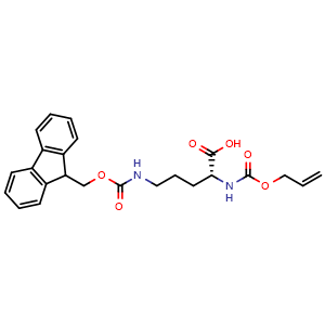 Chemical structure of N2-Allyloxycarbonyl-N5-Fmoc-D-ornithine , CAS 1128109-41-0, AChemBlock V152457
