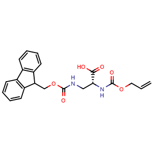 Chemical structure of N-Allyloxycarbonyl-3-(Fmoc-amino)-D-alanine , CAS 947334-36-3, AChemBlock V152459