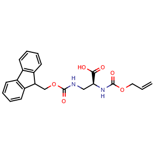 Chemical structure of N-Allyloxycarbonyl-3-(Fmoc-amino)-L-alanine , CAS 176755-00-3, AChemBlock V152460