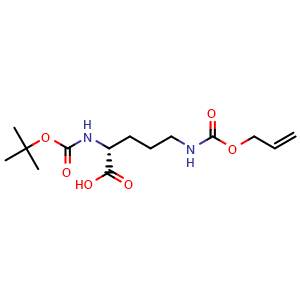 Chemical structure of N2-Boc-N5-allyloxycarbonyl-D-ornithine , CAS 1272755-13-1, AChemBlock V152467