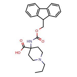 Chemical structure of 4-(Fmoc-amino)-1-propylpiperidine-4-carboxylic acid , CAS 1696751-27-5, AChemBlock V152488
