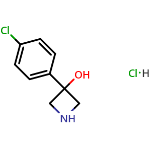 Chemical structure of 3-(4-Chlorophenyl)-3-azetidinol hydrochloride , CAS 736924-25-7, AChemBlock V152500