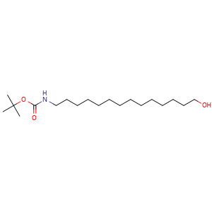 Chemical structure of 14-(Boc-amino)-tetradecan-1-ol , CAS 1227180-96-2, AChemBlock V152509