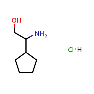 Chemical structure of 2-Amino-2-cyclopentylethanol hydrochloride , CAS 160886-94-2, AChemBlock V152510